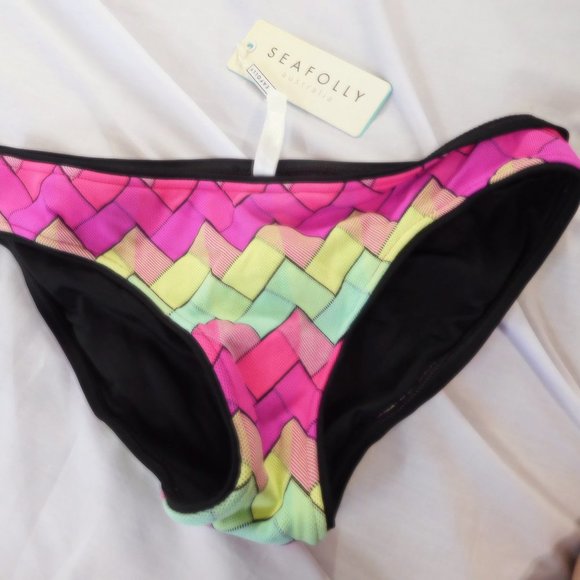 SEAFOLLY Bikini Bottom Women New US Size 6  Swimwear Beach Vibe Hipster Colorful - Picture 6 of 11